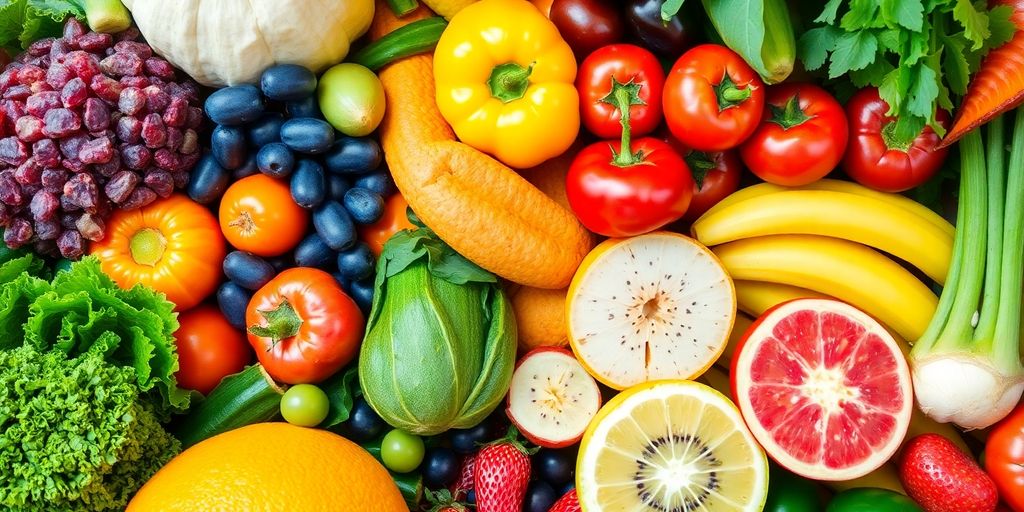 Fresh fruits and vegetables promoting a healthy diet.