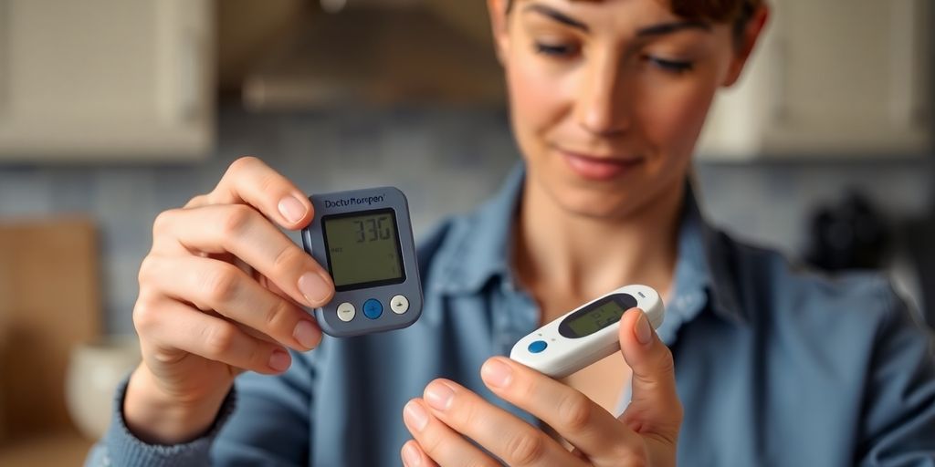 Person checking blood sugar with Doctor Morepen glucometer.