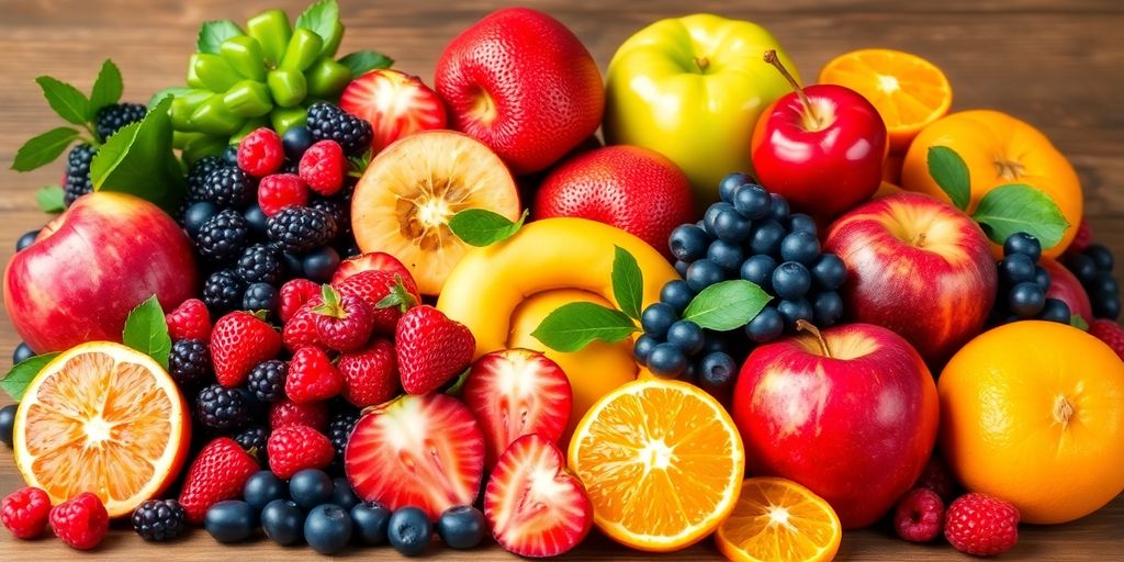 Colorful fruits suitable for diabetic patients on a table.