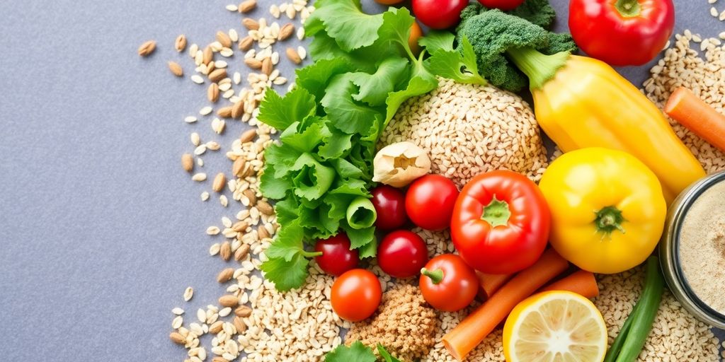 Colorful grains and fresh produce for weight loss.