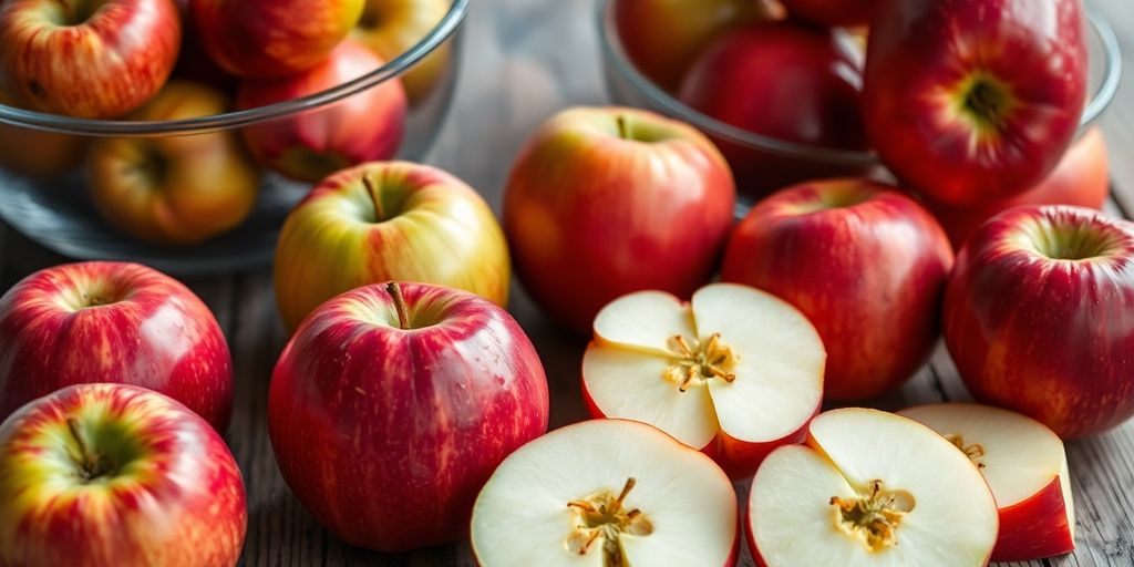 Red and green apples in a bowl.