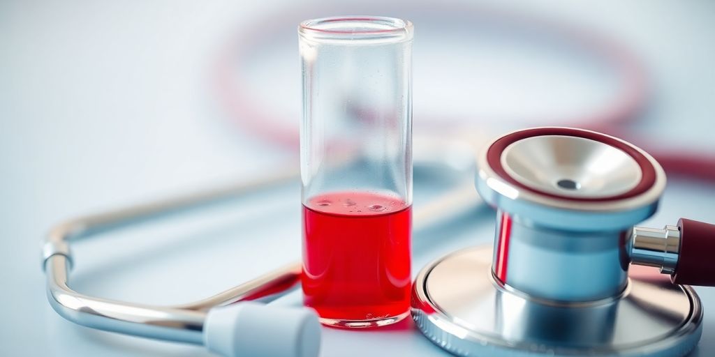 Blood test vial with stethoscope