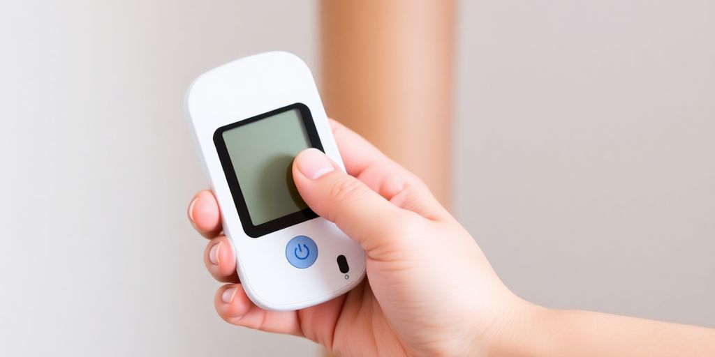 Person using a new over-the-counter glucose monitor.