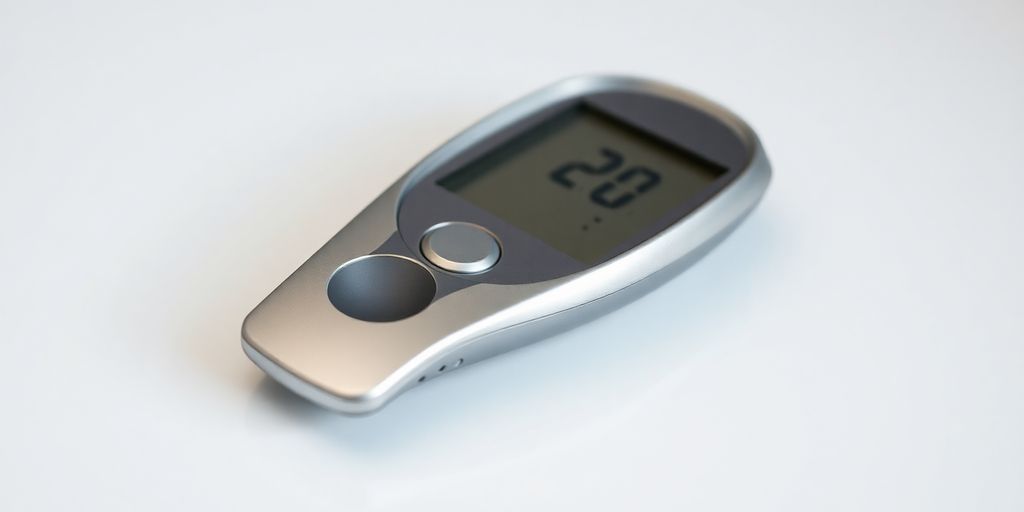 Close-up of modern blood sugar monitoring device.
